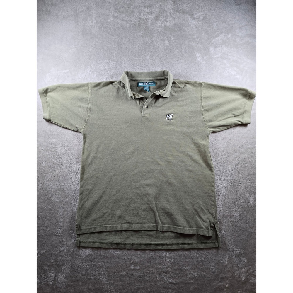 Vintage Big Dogs Polo Shirt Mens Large Green Short Sleeve Logo Casual